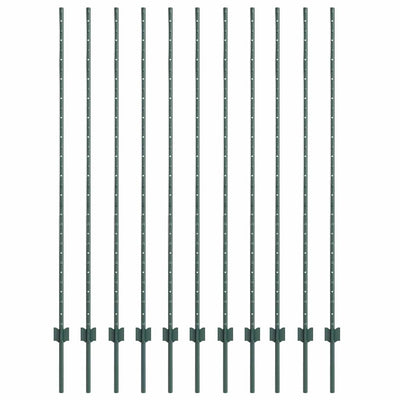 Vidaxl afrasteringspaal 11 pcs groen 160 cm staal