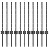 Vidaxl afrasteringspaal 11 pcs grijs 60 cm staal