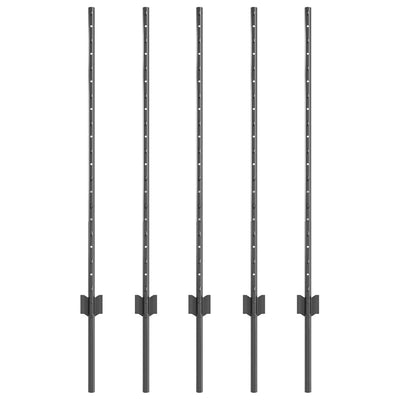 Vidaxl afrasteringspaal 5 pcs grijs 100 cm staal