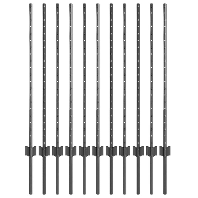 Vidaxl afrasteringspaal 11 pcs grijs 100 cm staal