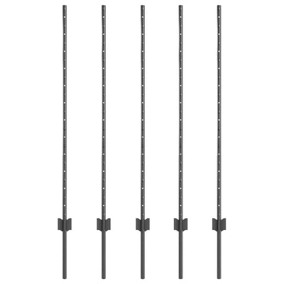 Vidaxl afrasteringspaal 5 pcs grijs 120 cm staal
