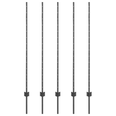 Vidaxl afrasteringspaal 5 pcs grijs 140 cm staal