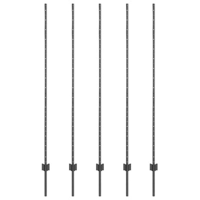 Vidaxl afrasteringspaal 5 pcs grijs 150 cm staal