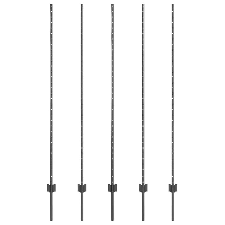 Vidaxl afrasteringspaal 5 pcs grijs 160 cm staal