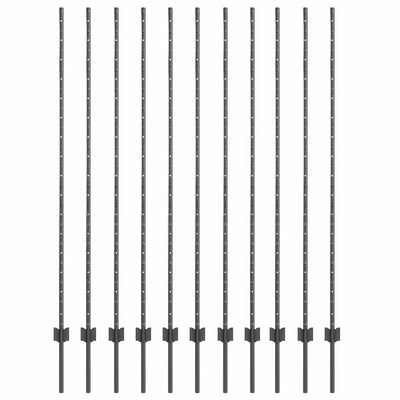 Vidaxl afrasteringspaal 11 pcs grijs 160 cm staal