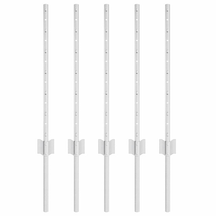 Vidaxl afrasteringspaal 5 pcs zilver 60 cm staal