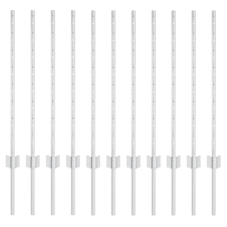 Vidaxl afrasteringspaal 11 pcs zilver 80 cm staal
