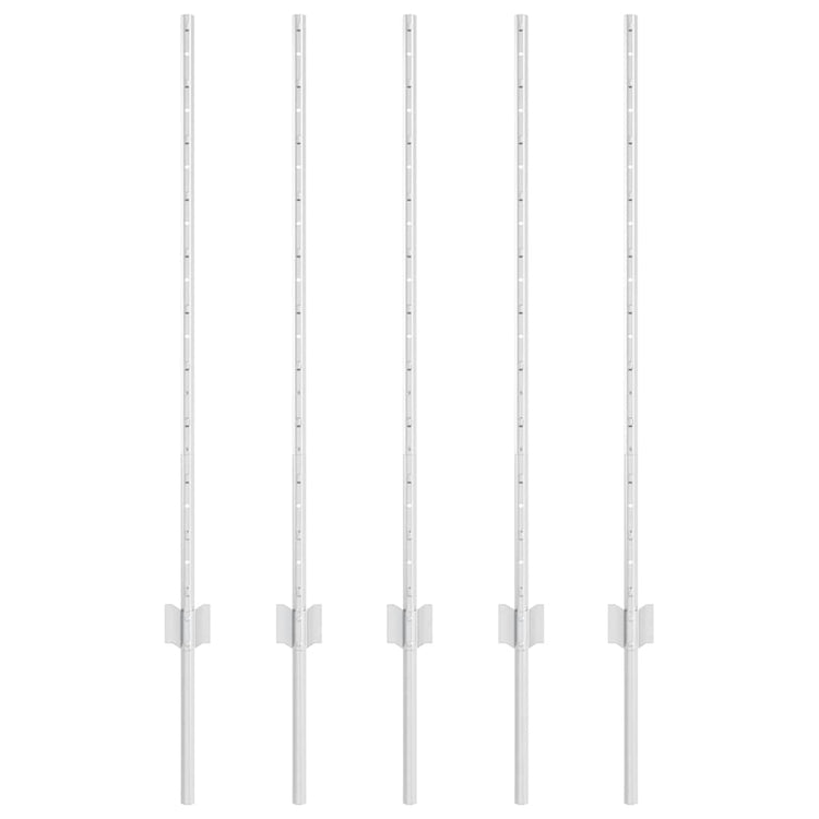 Vidaxl afrasteringspaal 5 pcs zilver 100 cm staal