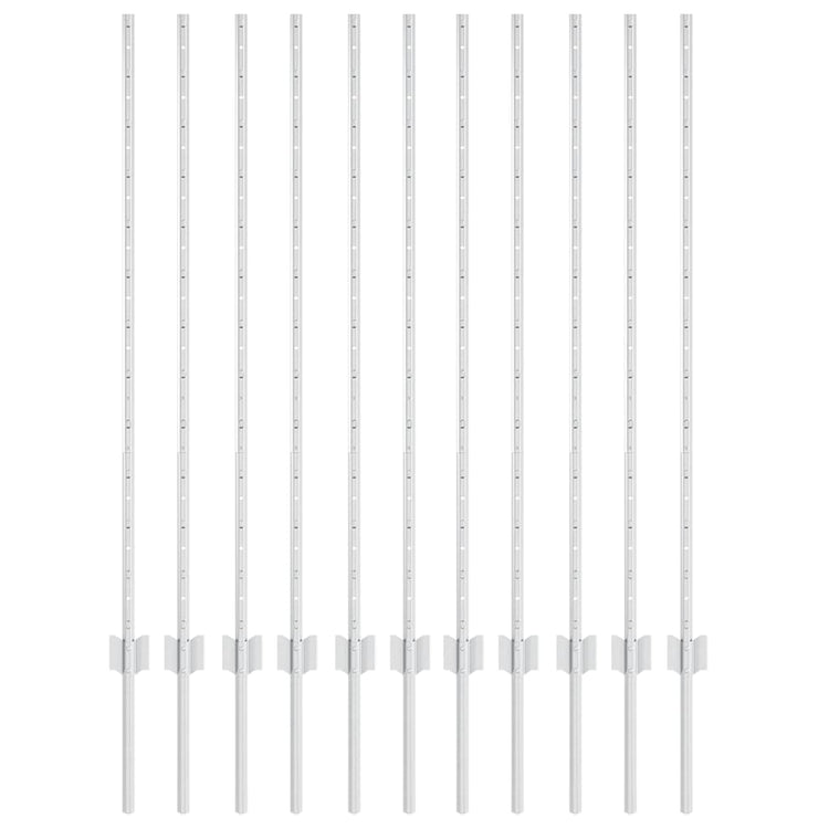 Vidaxl afrasteringspaal 11 pcs zilver 120 cm staal