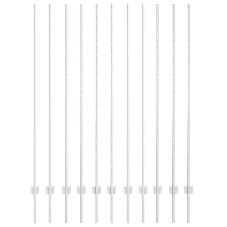 Vidaxl afrasteringspaal 11 pcs zilver 160 cm staal