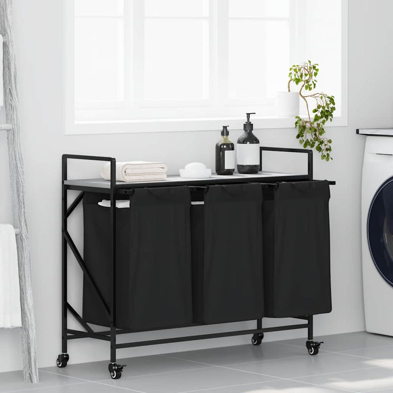 Vidaxl wasmand 3 vakken met planken grijs sonoma eiken