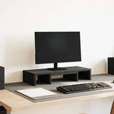 Vidaxl monitorstandaard verstelbaar zwart eiken 60x24x10,5 cm bewerkt hout - afbeelding 1