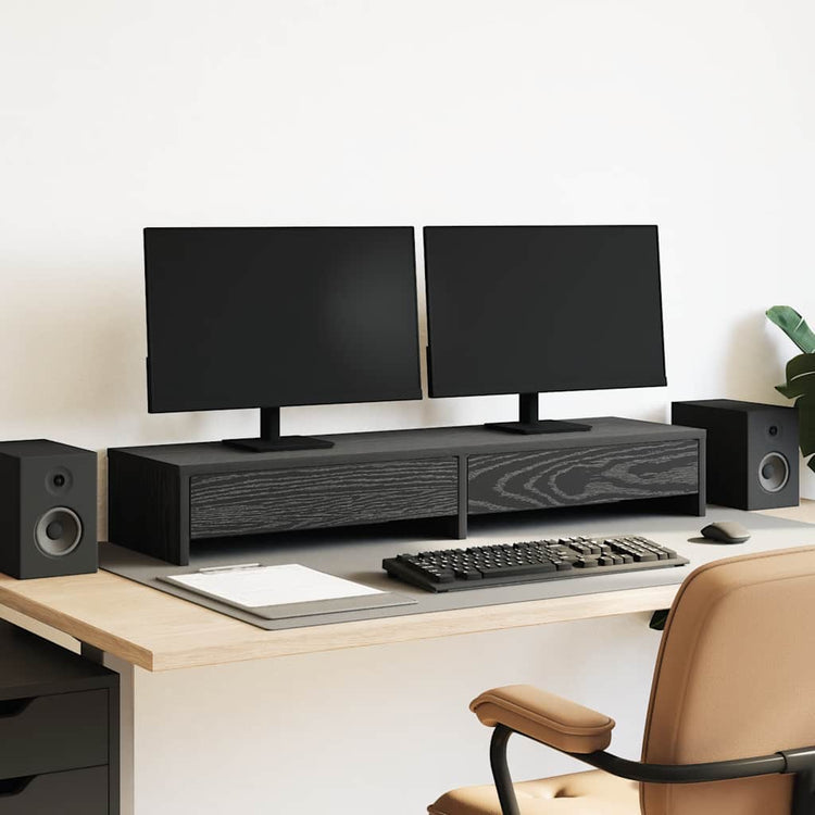 Vidaxl monitorstandaard met lades 100x27x15 cm zwart eiken
