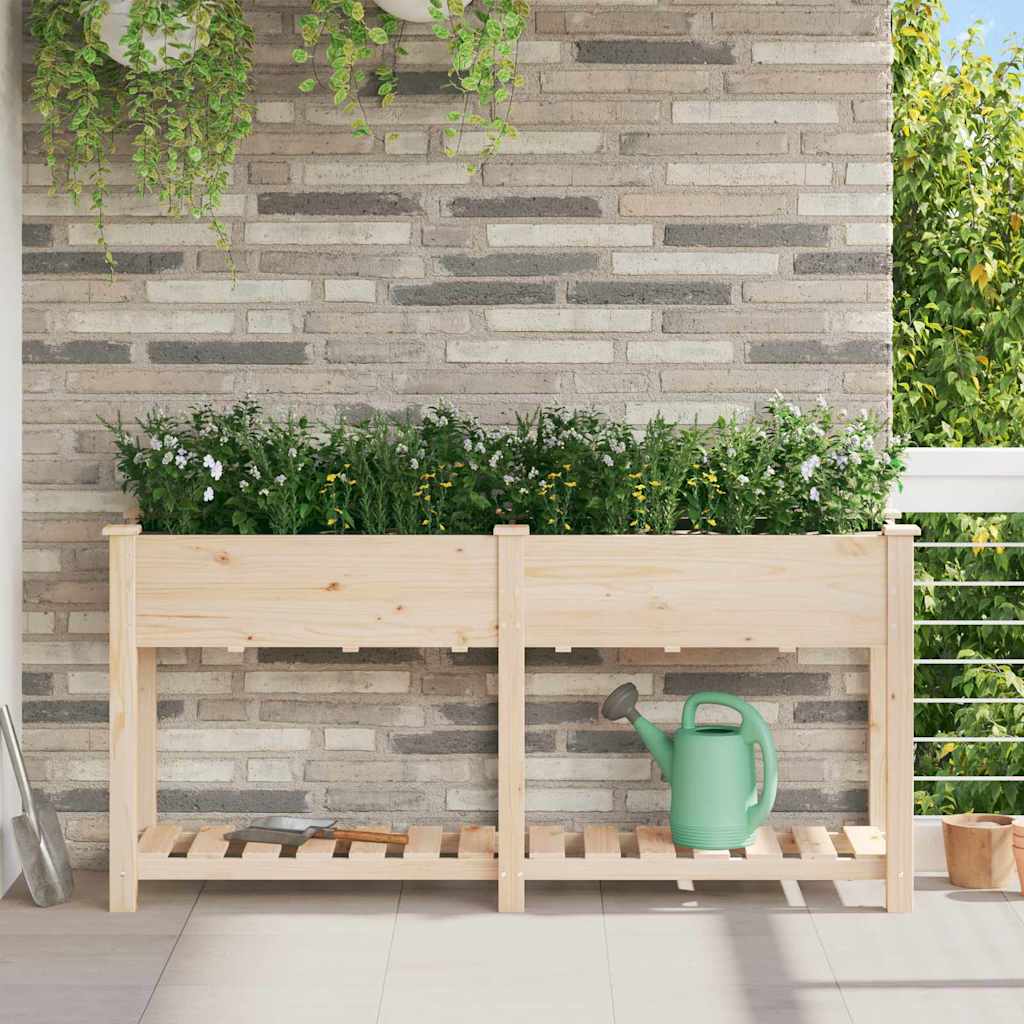 Vidaxl tuin bloempot beige 161 x 43 x 76,5 cm massief vurenhout