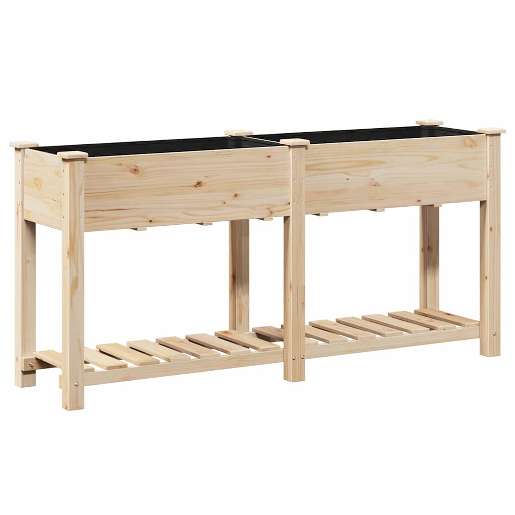 Vidaxl tuin bloempot beige 161 x 43 x 76,5 cm massief vurenhout