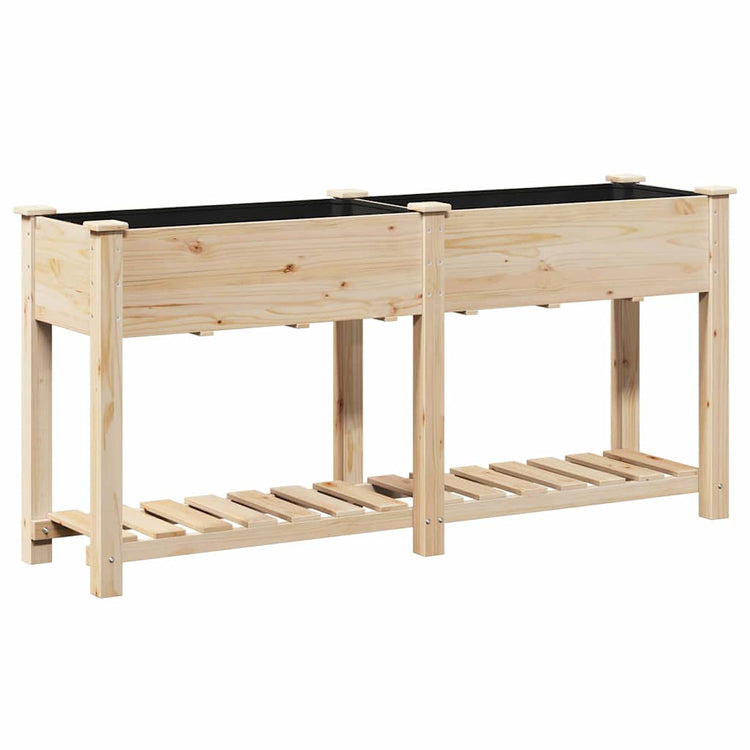 Vidaxl tuin bloempot beige 161 x 43 x 76,5 cm massief vurenhout