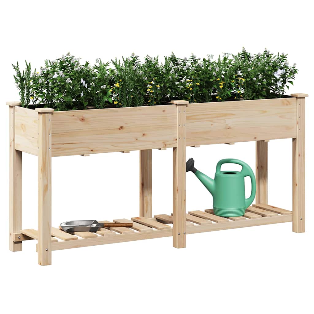 Vidaxl tuin bloempot beige 161 x 43 x 76,5 cm massief vurenhout