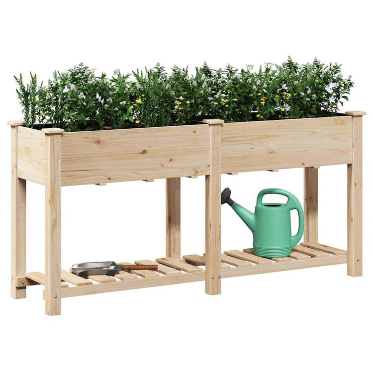 Vidaxl tuin bloempot beige 161 x 43 x 76,5 cm massief vurenhout
