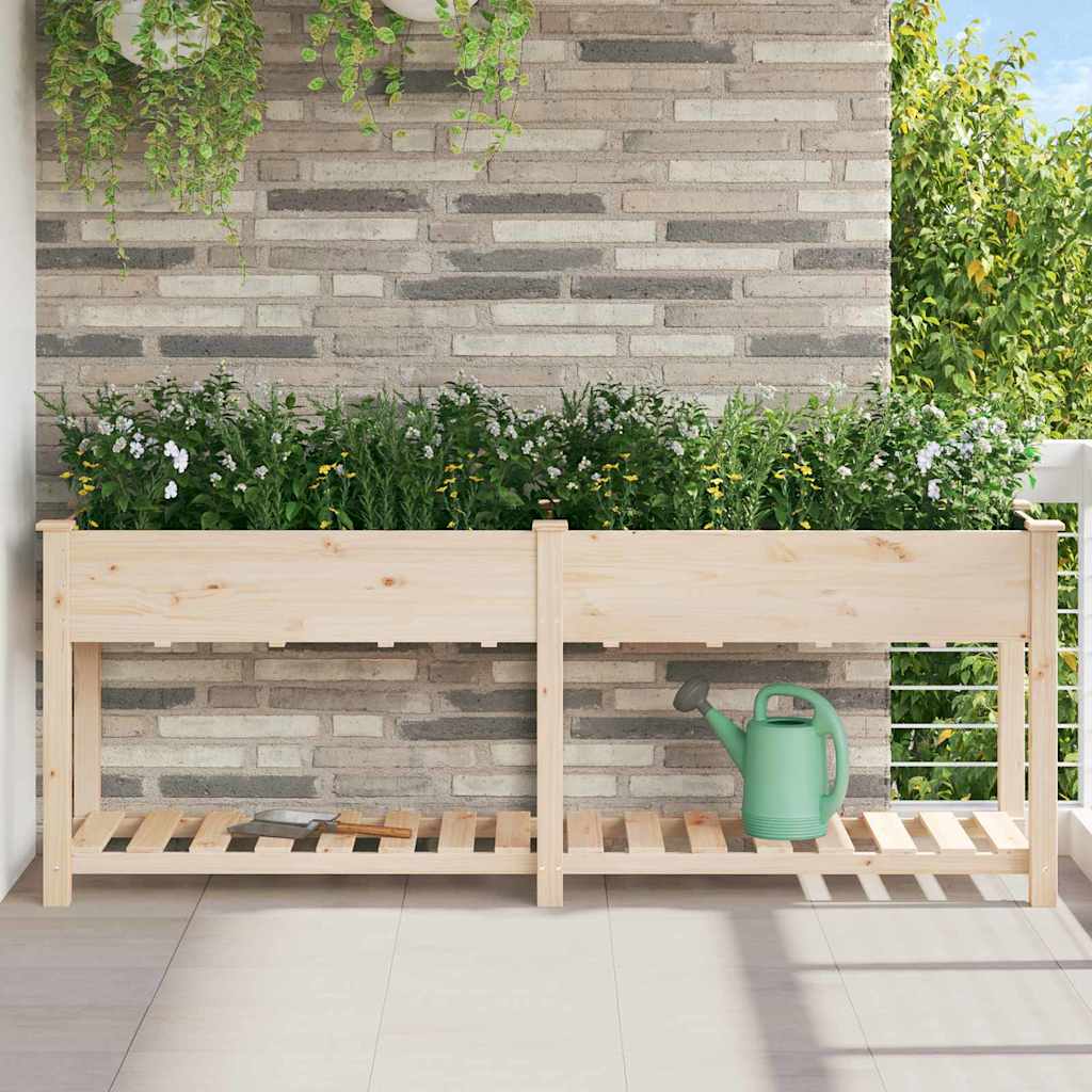 Vidaxl plantenbak beige 203 x 53 x 76,5 cm massief vurenhout