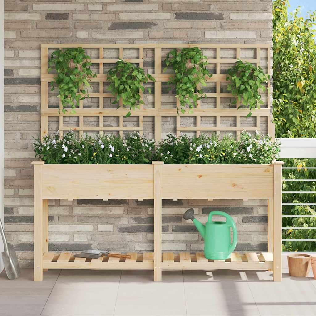 Vidaxl plantenbak beige 161 x 46 x 152,5 cm massief vurenhout