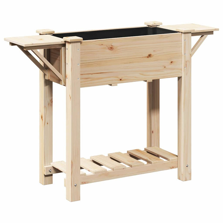 Vidaxl plantenbak beige 111 x 37 x 76,5 cm massief vurenhout