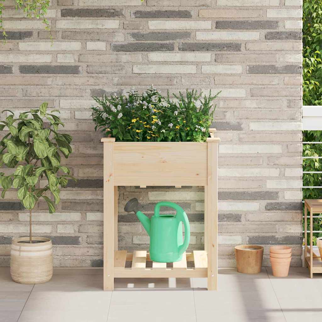 Vidaxl plantenbak beige 60,5 x 60 x 76,5 cm massief vurenhout