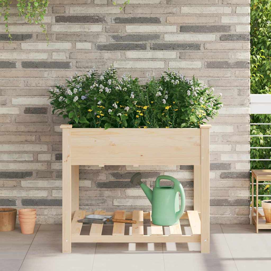 Vidaxl plantenbak beige 90 x 90 x 76,5 cm massief vurenhout