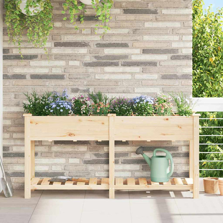 Vidaxl plantenbak beige 161,5 x 45 x 76,5 cm massief vurenhout