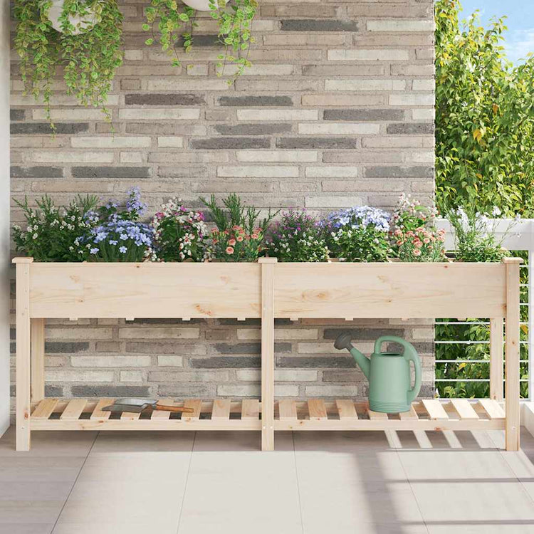 Vidaxl plantenbak beige 203,5 x 53 x 76,5 cm massief vurenhout