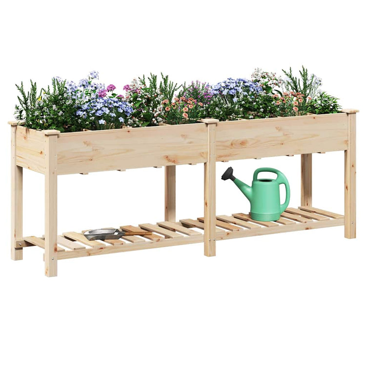 Vidaxl plantenbak beige 203,5 x 53 x 76,5 cm massief vurenhout
