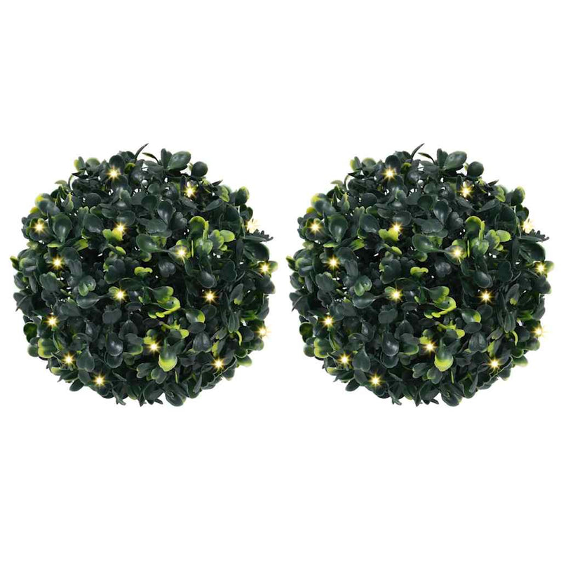 Vidaxl kunstbuxusballen met led-verlichting 2 st 22 cm groen