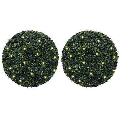Vidaxl kunstbuxusballen met led-verlichting 2 st 52 cm groen