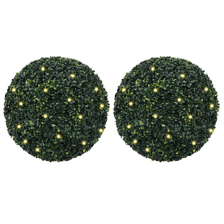 Vidaxl kunstbuxusballen met led-verlichting 2 st 52 cm groen