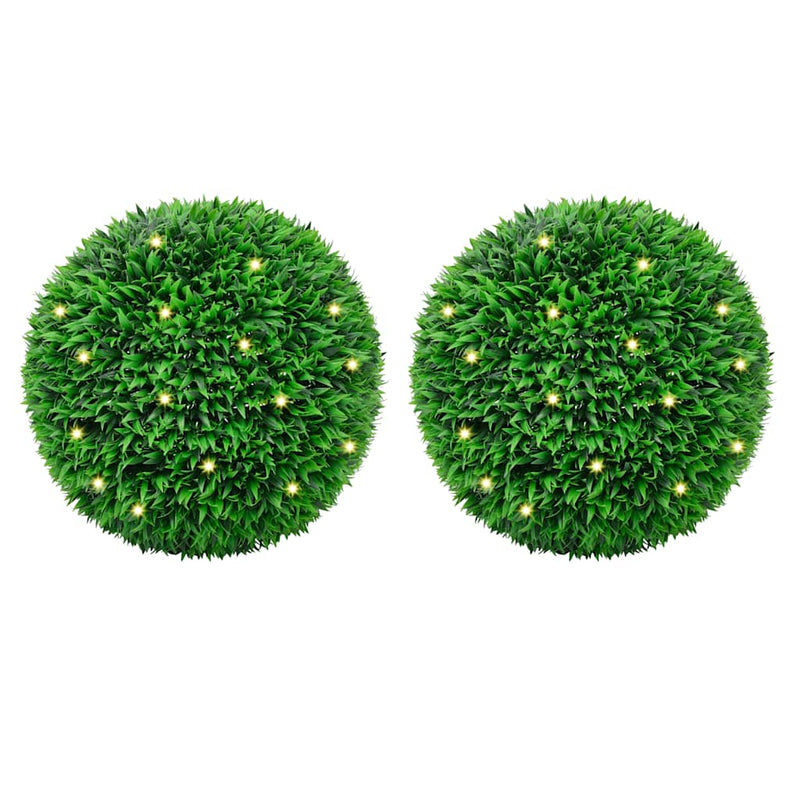 Vidaxl kunstbuxusballen met led-verlichting 2 st 55 cm groen