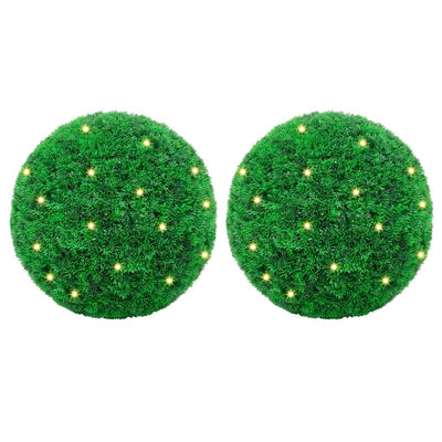 Vidaxl kunstbuxusballen met led-verlichting 2 st 27 cm groen