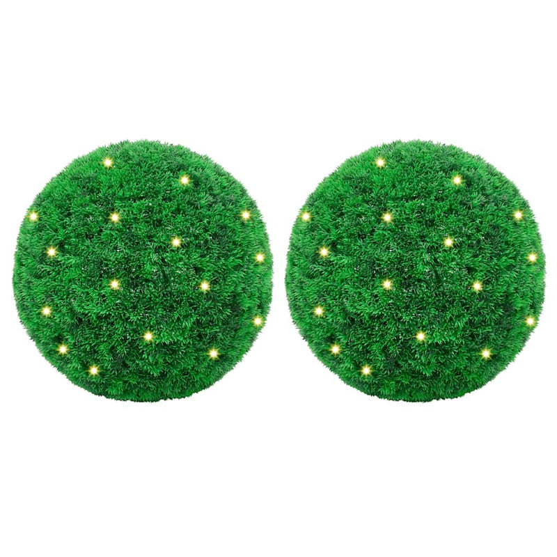 Vidaxl kunstbuxusballen met led-verlichting 2 st 45 cm groen