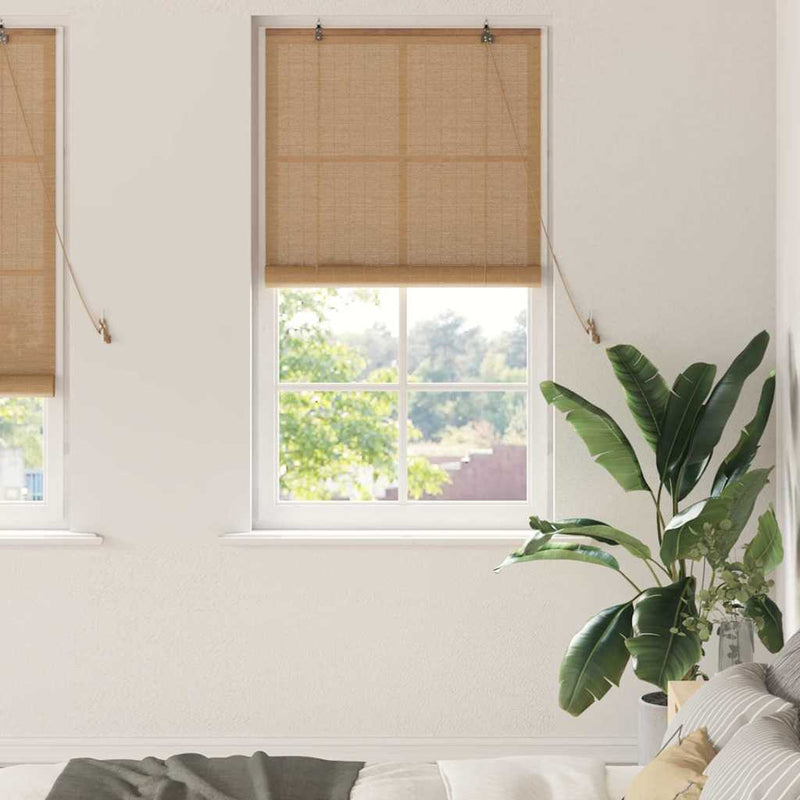 Vidaxl rolgordijn met gordijnen bruin 80 x 220 cm bamboe