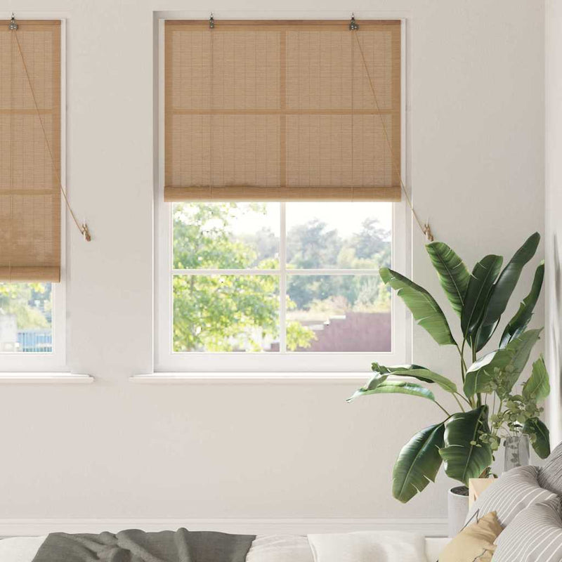 Vidaxl rolgordijn met gordijnen bruin 100 x 220 cm bamboe
