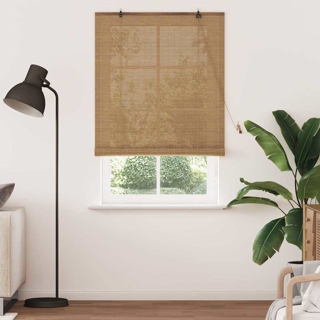 Vidaxl rolgordijn met gordijnen bruin 100 x 220 cm bamboe