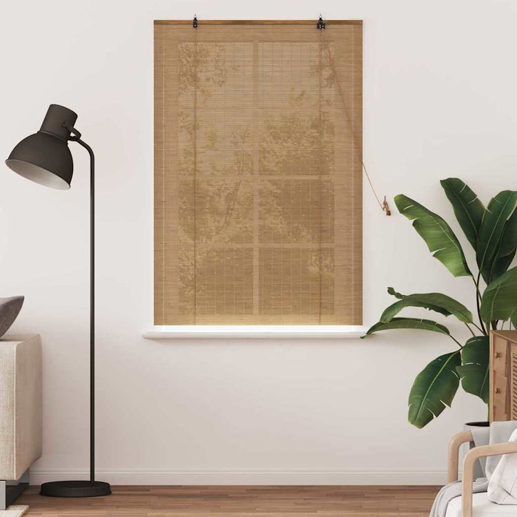 Vidaxl rolgordijn met gordijnen bruin 110 x 160 cm bamboe