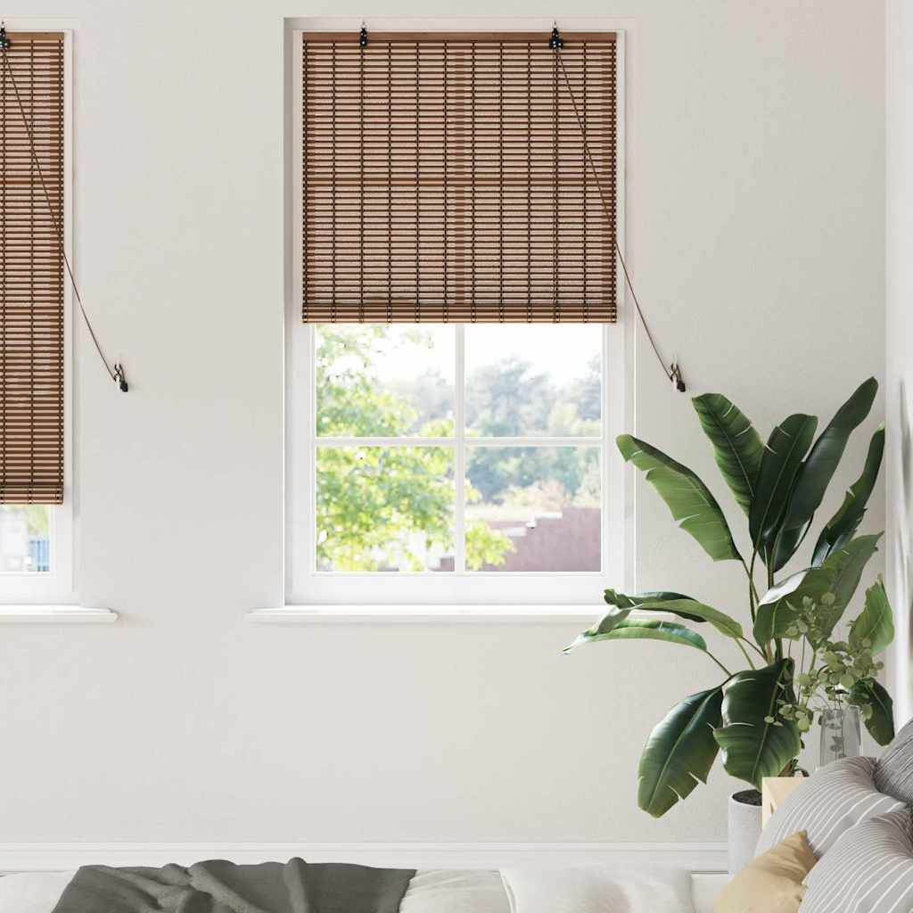 Vidaxl rolgordijn met gordijnen bruin 90 x 220 cm bamboe