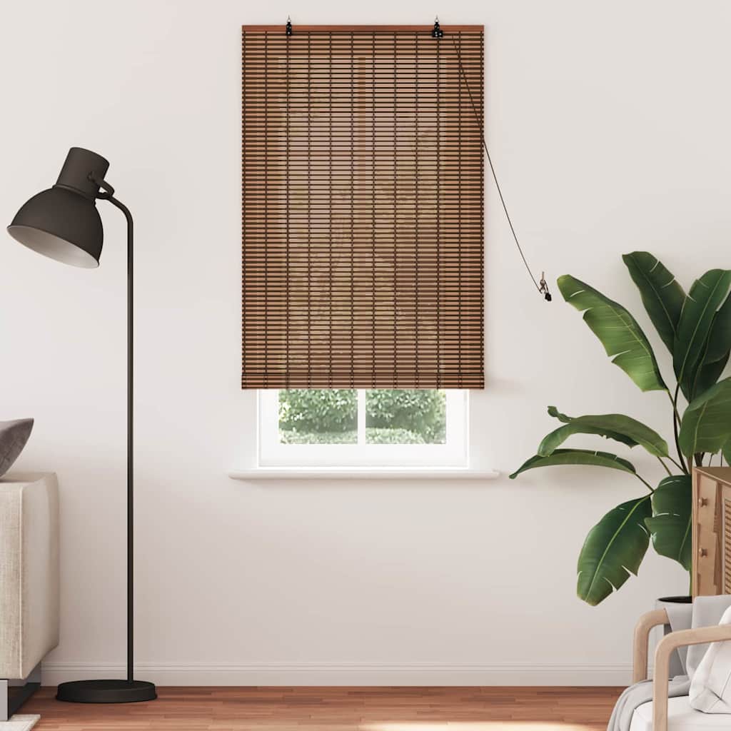 Vidaxl rolgordijn met gordijnen bruin 90 x 220 cm bamboe