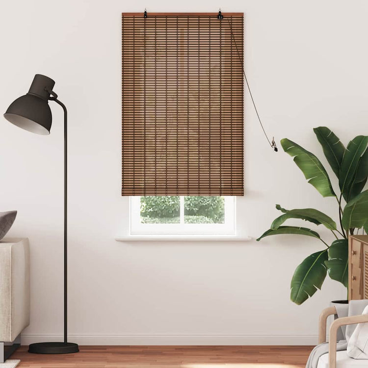 Vidaxl rolgordijn met gordijnen bruin 90 x 220 cm bamboe