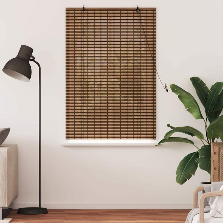Vidaxl rolgordijn met gordijnen bruin 120 x 160 cm bamboe