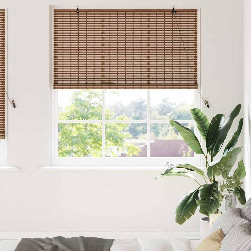 Vidaxl rolgordijn met gordijnen bruin 140 x 220 cm bamboe