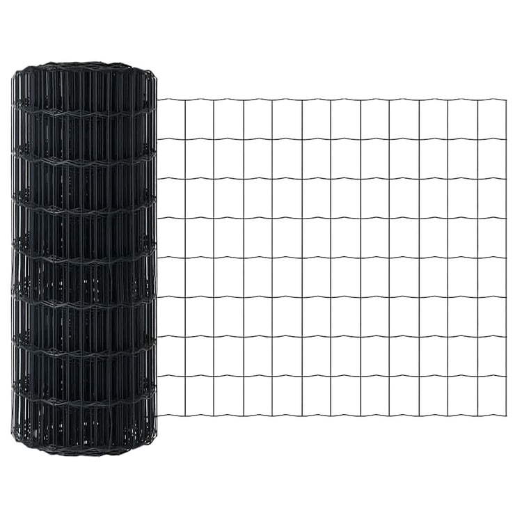 Vidaxl euro hek 0,6 x 10 m pvc-gecoat ijzer grijs