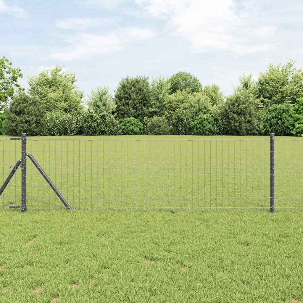Vidaxl euro hek 0,4 x 25 m pvc-gecoat ijzer grijs