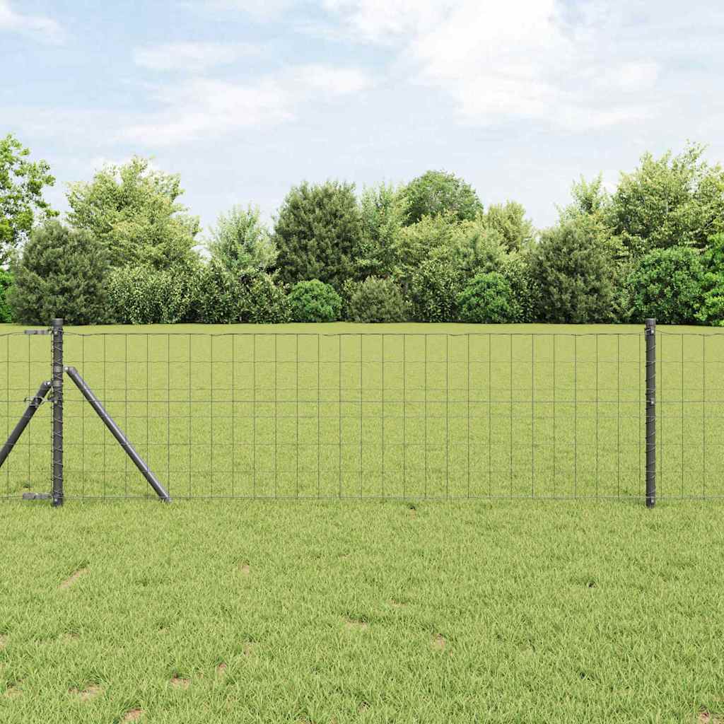 Vidaxl euro hek 0,4 x 25 m pvc-gecoat ijzer grijs