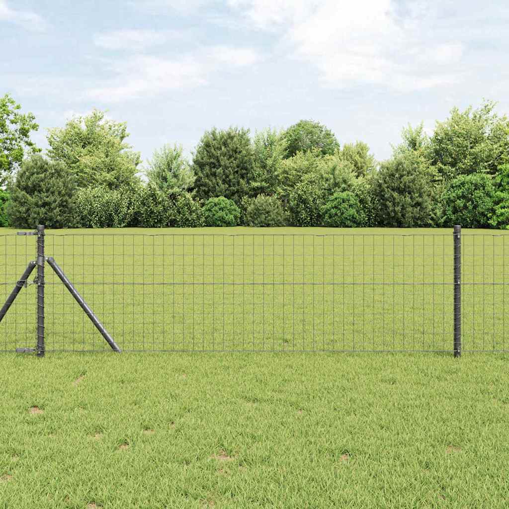 Vidaxl euro hek 0,4 x 50 m pvc-gecoat ijzer grijs