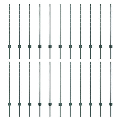Vidaxl afrasteringspaal 22 pcs groen 140 cm staal
